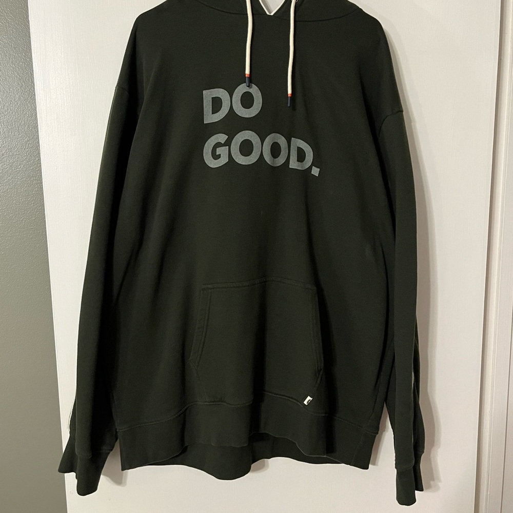Cotopaxi Dark Green Hoodie with Gray Print